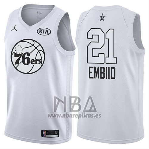 Camiseta All Star 2018 Philadelphia 76ers Jimmy Joel Embiid NO 21 Blanco